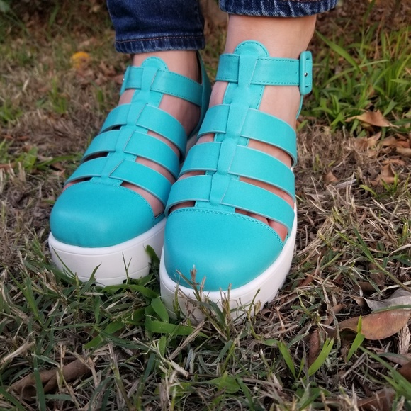 Chunky 90's Blue Grunge Summer Shoes - Picture 8 of 8